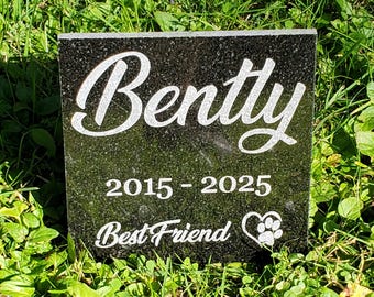 Engraved Black Granite Pet Memorial Stone: Garden Grave Marker d8