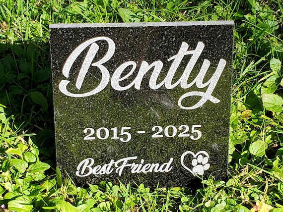 Engraved Black Granite Pet Memorial Stone: Garden Grave Marker d8