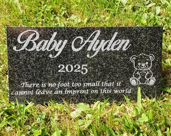 Baby Memorial Headstone: Laser Engraved Grave Marker for Loved One t15