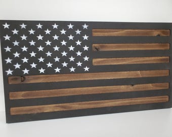 American Flag Gun Concealment Case | Hidden Firearm Cabinet | Secret Gun Storage Cabinet With Soft Close Door | Rustic Hidden Gun Safe