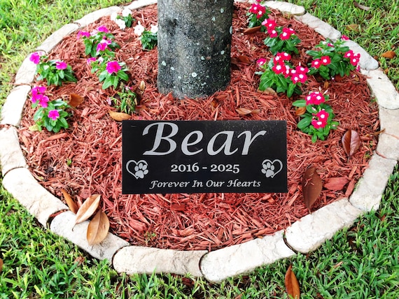 Custom Pet Loss Memorial Plaque: Black Granite Stone Headstone Garden Grave Marker for Beloved Dog or Cat t19
