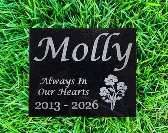 Pet Loss Memorial Grave Marker - Personalized Granite Headstone Garden Plaque Gift A6