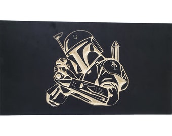 19" Boba Fett Star Wars engraved handgun concealment cabinet hidden pistol furniture concealed gun firearm storage safe