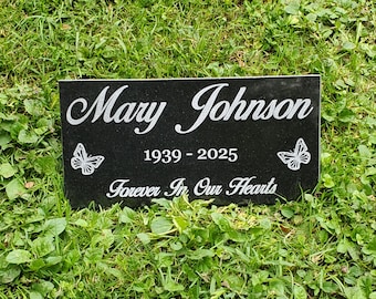 Loved One Engraved Black Granite Memorial Stone: Butterfly Grave Marker, Personalized Headstone for Her t16