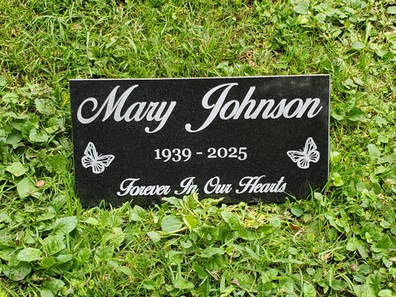 Memorial Granite Stone Engraved Grave Marker Headstone Garden Plaque with Butterfly for Mother Daughter Grandmother or Pet t16