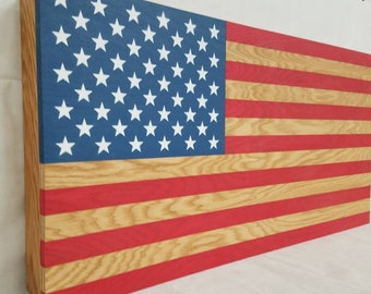 36" American Flag Distrested Gun Discreet Concealment Cabinet Furniture AR Handgun Secret Hidden Storage