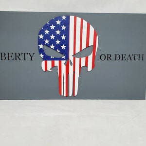 Liberty or Death Punisher United States American Flag Gun Concealment Cabinet Lockable Discreet Hidden AR AK Patriotic Concealed Storage 36 image 10