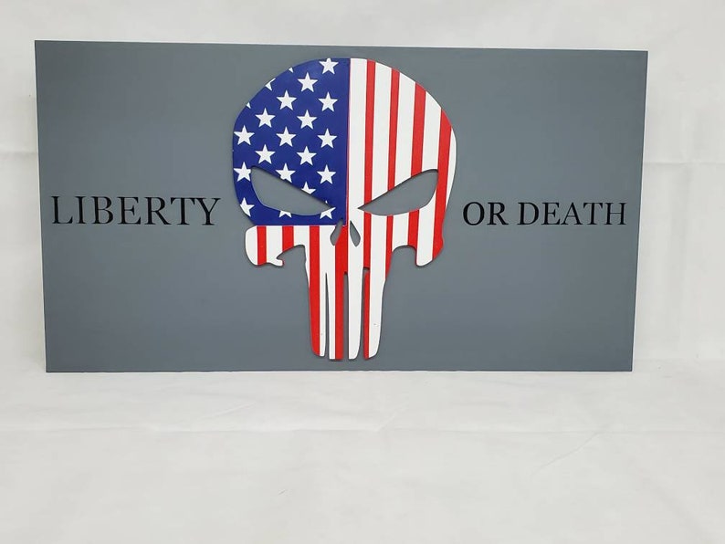 Liberty or Death Punisher United States American Flag Gun Concealment Cabinet Lockable Discreet Hidden AR AK Patriotic Concealed Storage 36 image 10