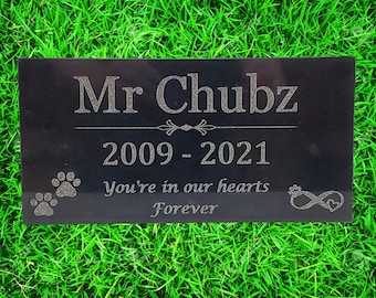 6x12 Pet memorial grave stone marker laser engraving for dog cat chicken rabbit polished black granite t1