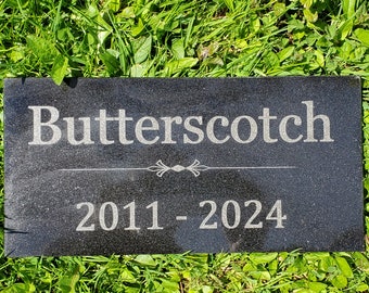 Personalized Pet Memorial Grave Stone Marker: Engraved Black Granite Dog Headstone t3