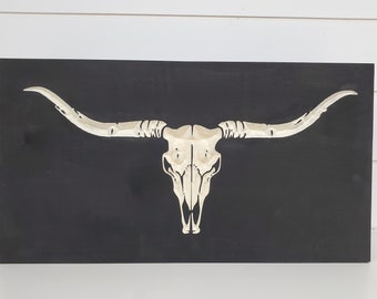 Longhorn Skull Dark Rustic Hidden Gun Storage Safe Mini American Concealment Handgun Cabinet