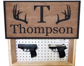 Hidden Gun Concealment Box - Gun Storage – Personalized Deer Antler Stash Box Nature Scene – Custom Gifts for Men Husband or Boyfriend