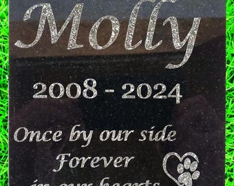 Engraved Granite Pet Memorial Stone: Dog & Cat Grave Marker, Burial Garden Plaque d2