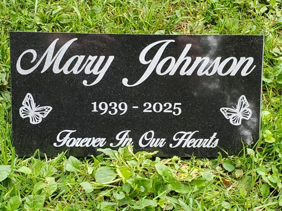 Custom Loved One Granite Headstone | Cemetery Grave Marker | Affordable Personalized Memorial Stone | Tombstone with Butterfly t16
