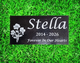 Granite Pet Memorial Headstone: Custom Engraved Grave Marker & Burial Stone t21
