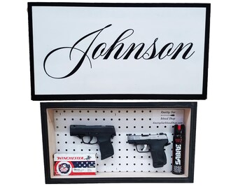 Personalized Hidden Gun Concealment Cabinet – Secret Handgun Gun Storage Stash Box – Custom Anniversary Gift