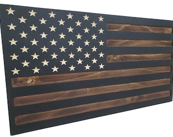 Dark Rustic Hidden Gun Storage Safe Mini American Concealment Flag 98