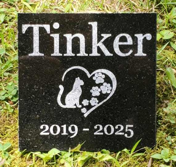 Pet Memorial Burial Grave Stone Granite Headstone Marker Garden Plaque Tombstone for Cat d7