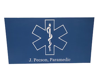 EMS Star of Life | Personalized Paramedic Name Storage Cabinet | Gun Concealment Safe | Emergency Medical Care Worker Gift | 19