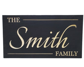 Hidden Gun Storage Concealment Cabinet with Your Personalized Family Name in Premium True Black Stain 36"