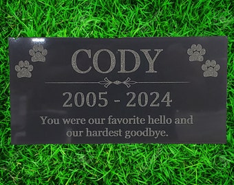 6x12 Solid black granite pet memorial stone marker with high quality laser engraving t2