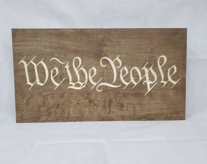 We The People | Hidden Gun Storage | Engraved American Concealment Flag | Handgun and Pistol Safe | Secret Firearm Compartment | Compact 19"