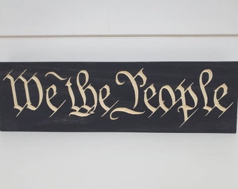 We The People fully engraved plaque decoration 12"×3.5" US Constitution history freedom 2A black