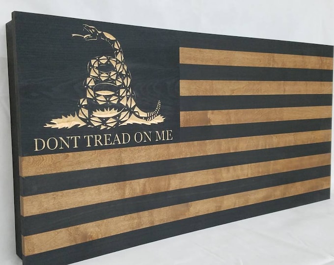 39" Dont Tread On Me Gadsden Snake Dark Rustic American Flag Gun Concealment Wall Cabinet Discreet Hidden Handgun AR15 AK Concealed Storage