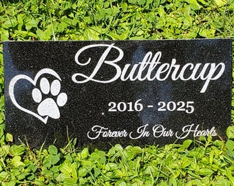 Engraved Granite Pet Memorial Stone: Custom Grave Marker, Garden Plaque t14