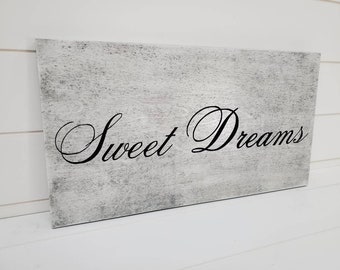 Hidden Gun Storage - Handgun Concealment Cabinet - Rustic White with Engraved Black Sweet Dreams