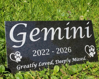 Custom Pet Memorial Headstone - Personalized Dog Grave Marker - Granite Garden Stone Plaque t26