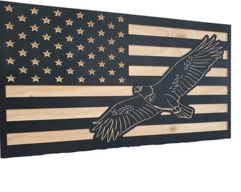 19" American Flag with Flying Eagle handgun concealment furniture compartment cabinet secret hidden concealed gun tactical firearm storage