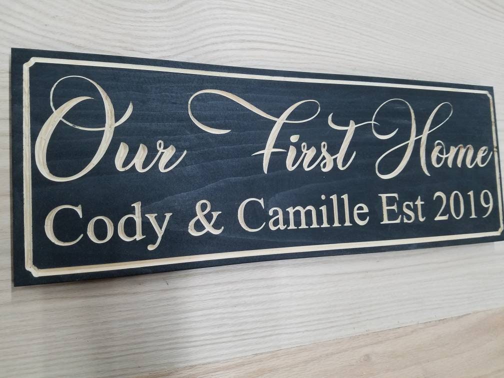 Personalized Wood Our First Home Plaque , House Warming Gift Sign