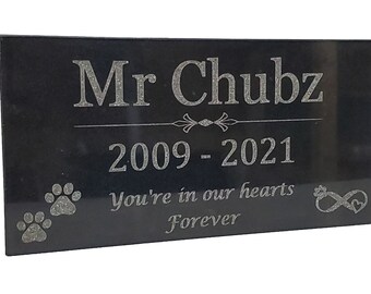 6x12 Solid black granite pet memorial stone marker with high quality laser engraving t1