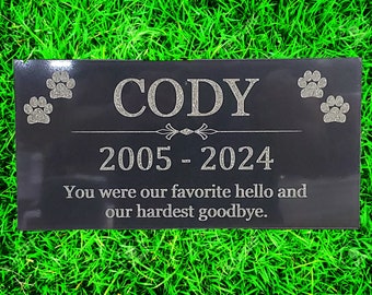 6x12 Granite pet memorial grave head stone marker cat dog family loss gift t2