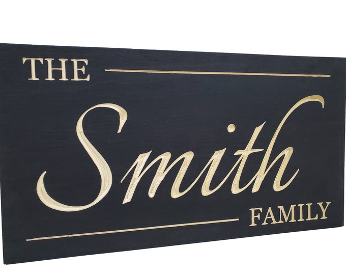 Hidden Handgun Storage Concealment Cabinet with Your Personalized Family Name in Premium True Black Stain 19"