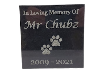 6x6 Solid black granite pet memorial stone marker with high quality laser engraving d1