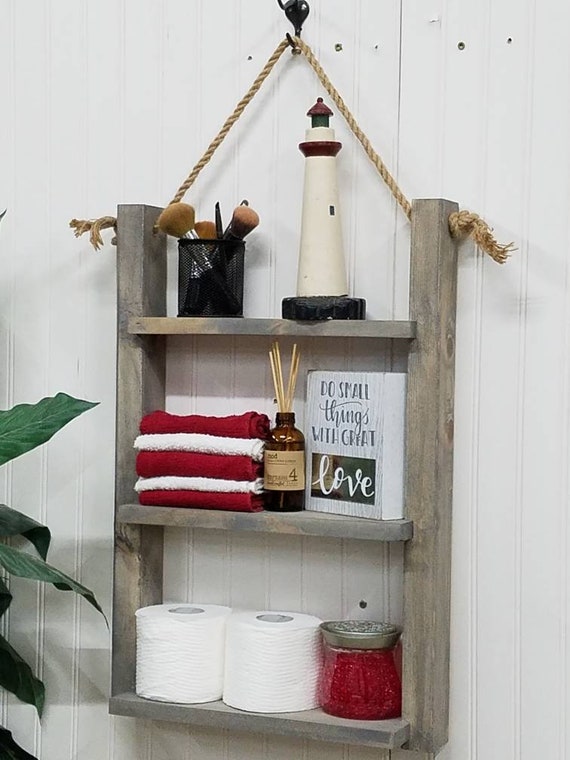 Beach Style Bathroom Organizer Shelf Over Toilet Rack Storage 