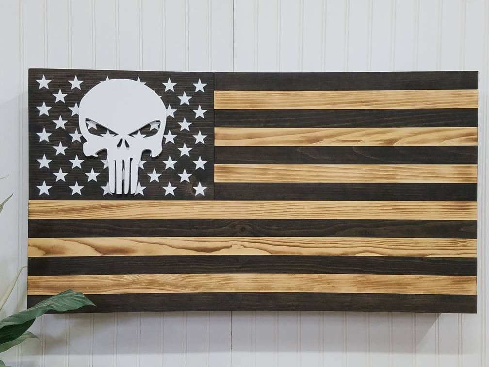 Zip Up Hoodie Distressed American Flag Skull Tactical