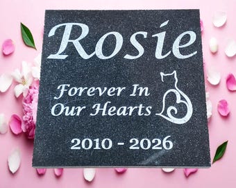 Cat Loss Granite Stone Plaque: Personalized Flat Pet Memorial Garden Grave Marker d10