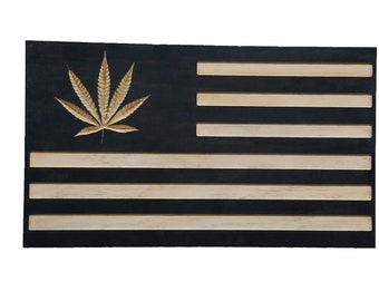 19" Cannabis Marijuana Hemp leaf Flag firearm concealment furniture compartment cabinet secret hidden concealed gun rack storage case safe