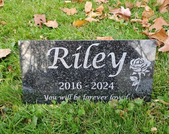 Granite Garden Memorial Stone: Personalized Grave Marker Plaque with Rose (6x12) t6