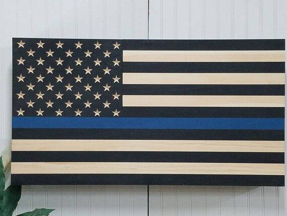 19/" Thin Blue Line Black Burnt American Flag hidden gun storage police gear