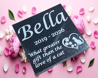 Cat Loss Granite Stone Plaque: Personalized Flat Pet Memorial Garden Grave Marker d11