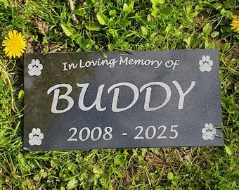 Personalized Pet Memorial Stone for Dogs and Cats | Weatherproof Garden Grave Marker | Natural Stone Bereavement Headstone Sympathy Gift t12