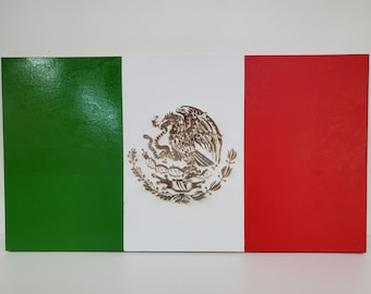 Mexican Flag Hidden Gun Storage | Engraved Mexico Concealment Flag | Handgun and Pistol Safe | Secret Firearm Compartment | Key Cabinet