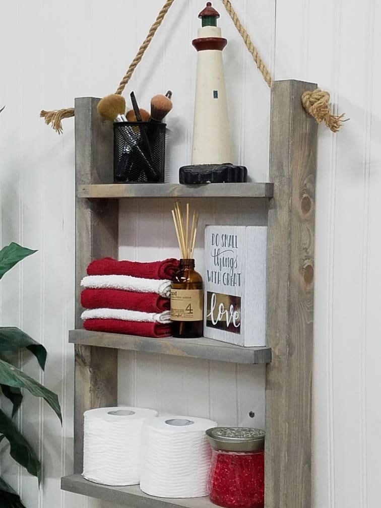 Beach Style Bathroom Organizer Shelf Over Toilet Rack Storage 