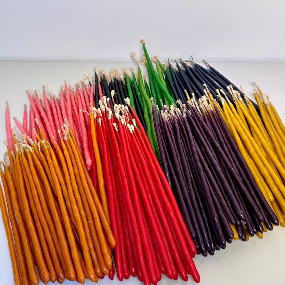 Multicoloured Extra Thin Taper Candles Ritual Handcrafted Altar 100