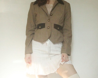 90s Houndstooth Riding Jacket S M