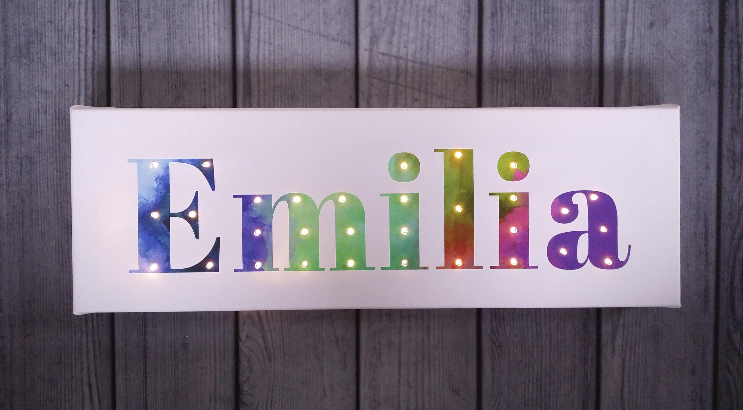Lighted name sign Rainbow wall art Light up name Light up Etsy
